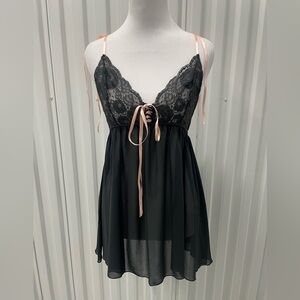 Victorias Secret Y2K Babydoll Slip Top Dress XS Dark Coquette Whimsigoth Fairy
